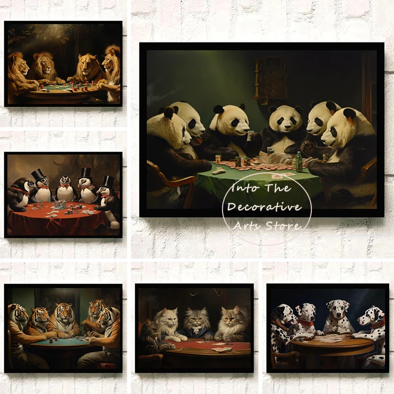 Moderný humor vtipný zviera Art Spotted Dog Hracy Cards Plagáty a výtlačky plátno maľba Obrázok pre obývaciu izbu Domovod