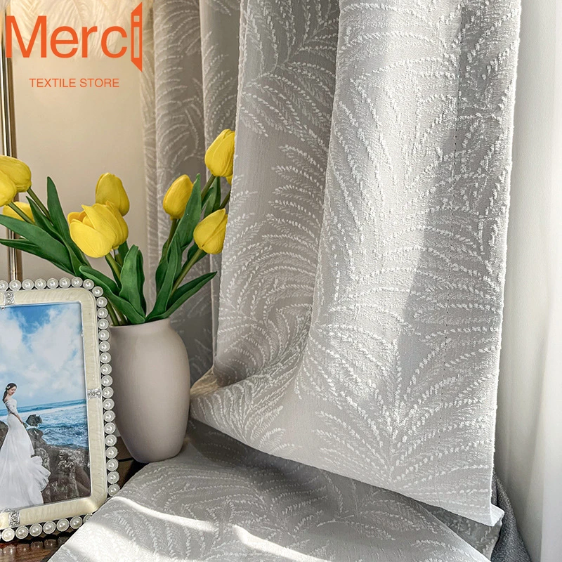 Moderný jednoduchý chenille Jacquard American Retro Style Vysoko presné výpadky závesov pre spálňu v jedálni