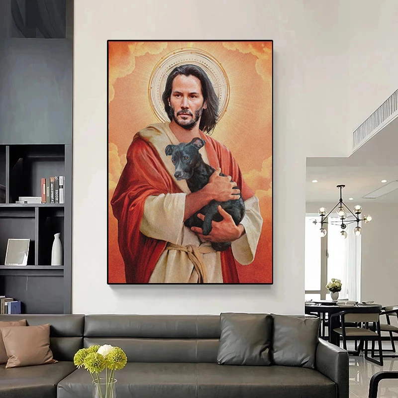 Moderný Ježiš Keanu Reeves Meme Canvas maľba tlačené nástenné umelecké obrázky hd plagát pre obývaciu izbu domáca dekorácia cuadros