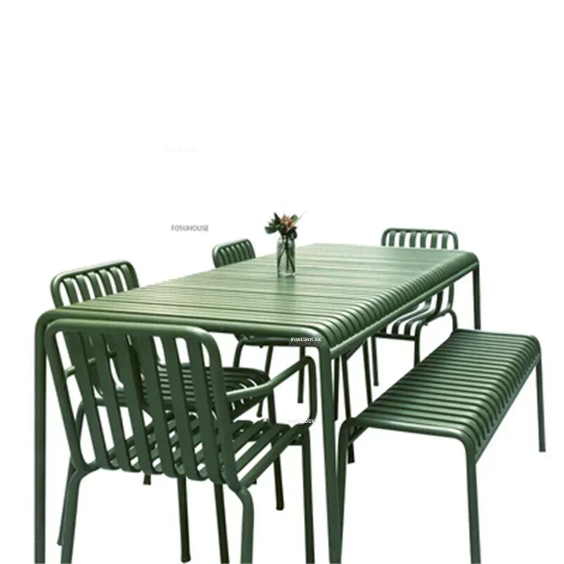 Moderný kovaný železný stôl a stoličky Sada Nordic Outdoor Fľaša balkón Záhradná stolička Minimalistické vonkajšie záhradné nábytok