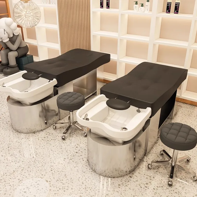 Moderný kúpeľný parník šampón posteľ s vodou Circulation Balber Luxusný šampón Bed Salon Equipment Barberia Obchodný nábytok