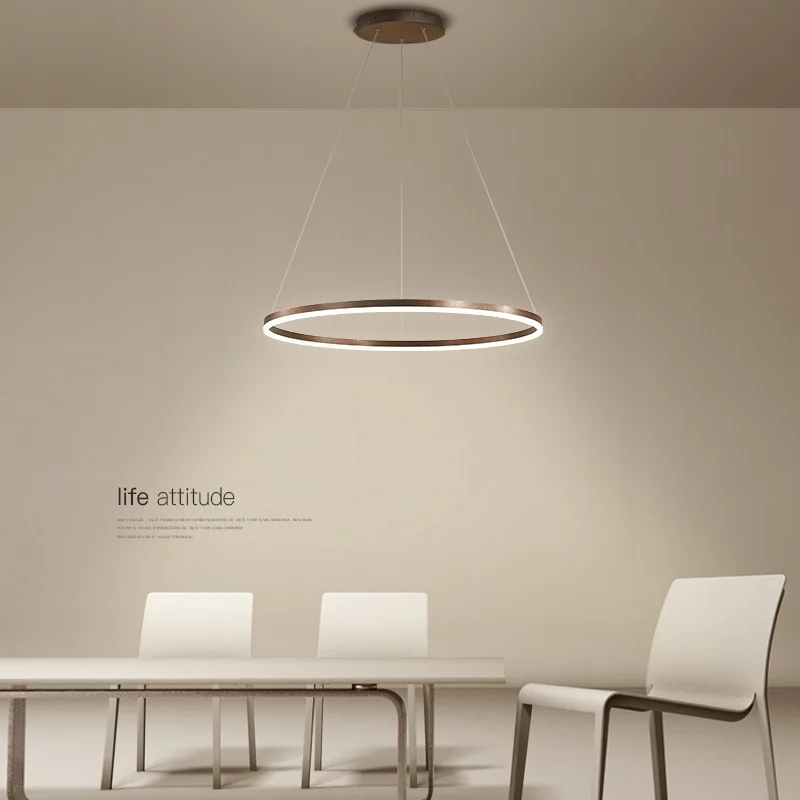 Moderný LED Ring Ring Luster Stlmiť čierne zlato minimalistické dekorácie pre stolové jedáleň obývacia izba prívesky Lampy Domáce zavesenie osvetlenia