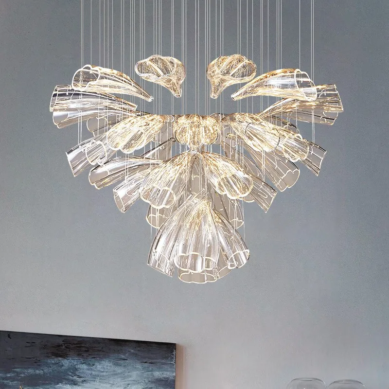 Moderný luxusný krištáľ vedený luster obývacia izba reštaurácia Hotel lobby villa sklo prívesok lampa Gold Silver Luster Decor Light