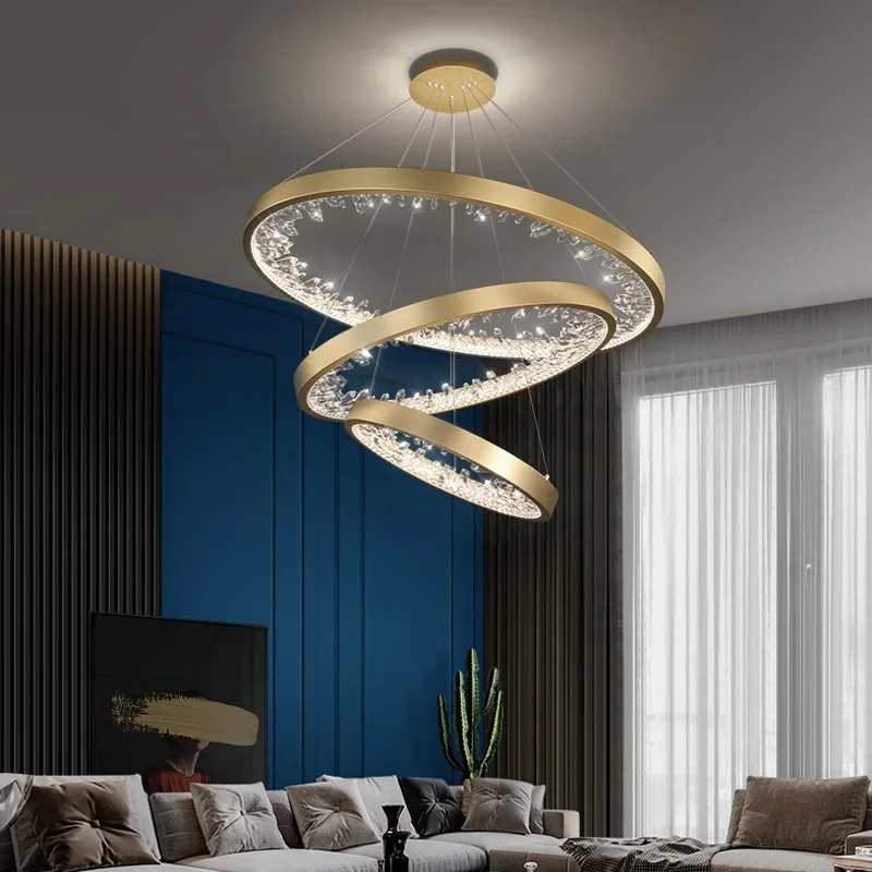 Moderný luxusný krištáľový stropný zavesený kruh LED LISTIER pre dvojité schody obývacia jedáleň Villa osvetlenie dekorácie