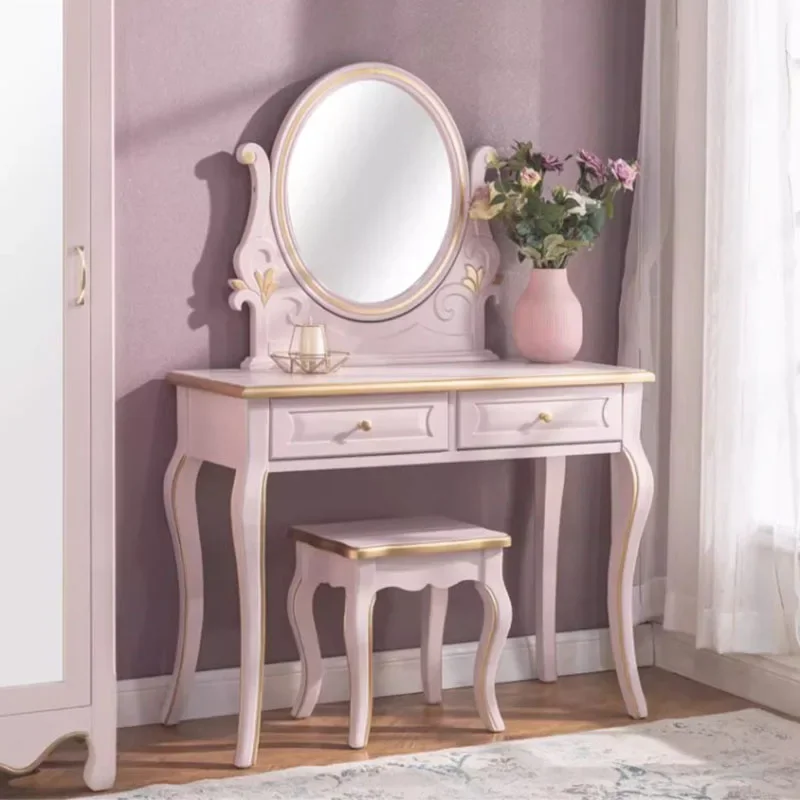 Moderný luxusný toaletný stolík Nordické stoličky Pink stolové sedadlá súprava skrinky európsky nábytok