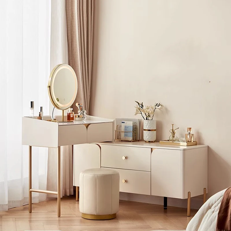 Moderný make -up stolný stôl Set zrkadlo Mobile Light White Stoličky roh rohový komoda Coiffeuse de Chambre spálne nábytok