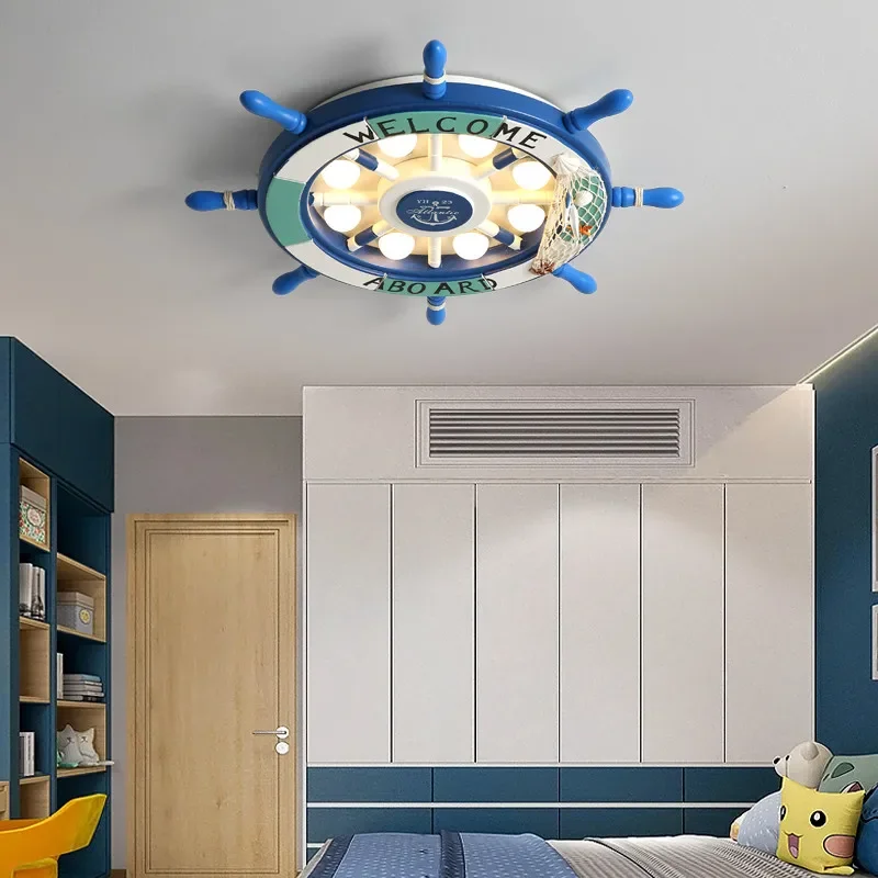 Moderný morský oceánsky kormidlo dievčat chlapci Detské stropné svetlo lamp
