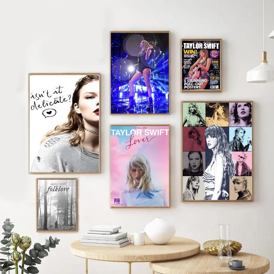 Moderný t-taylor s-swifts zasiahnutý hudobný plagát DIY lepkavý plagát Whitepaper Výtlačky plagáty Artwork vintage dekoratívna maľba