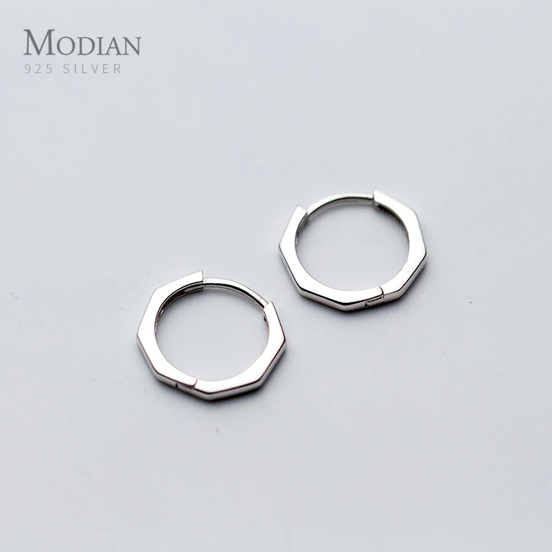 MODIAN 2021 Nový štýl Classic Geometric Fashion Hoop náušnice pre ženy čierna farba vynikajúce kúzlo šterlingové strieborné šperky