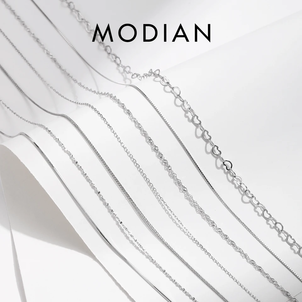 MODIAN 7 Štýl klasický základný reťazec 925 Sterling Silver Lobster spona nastaviteľná