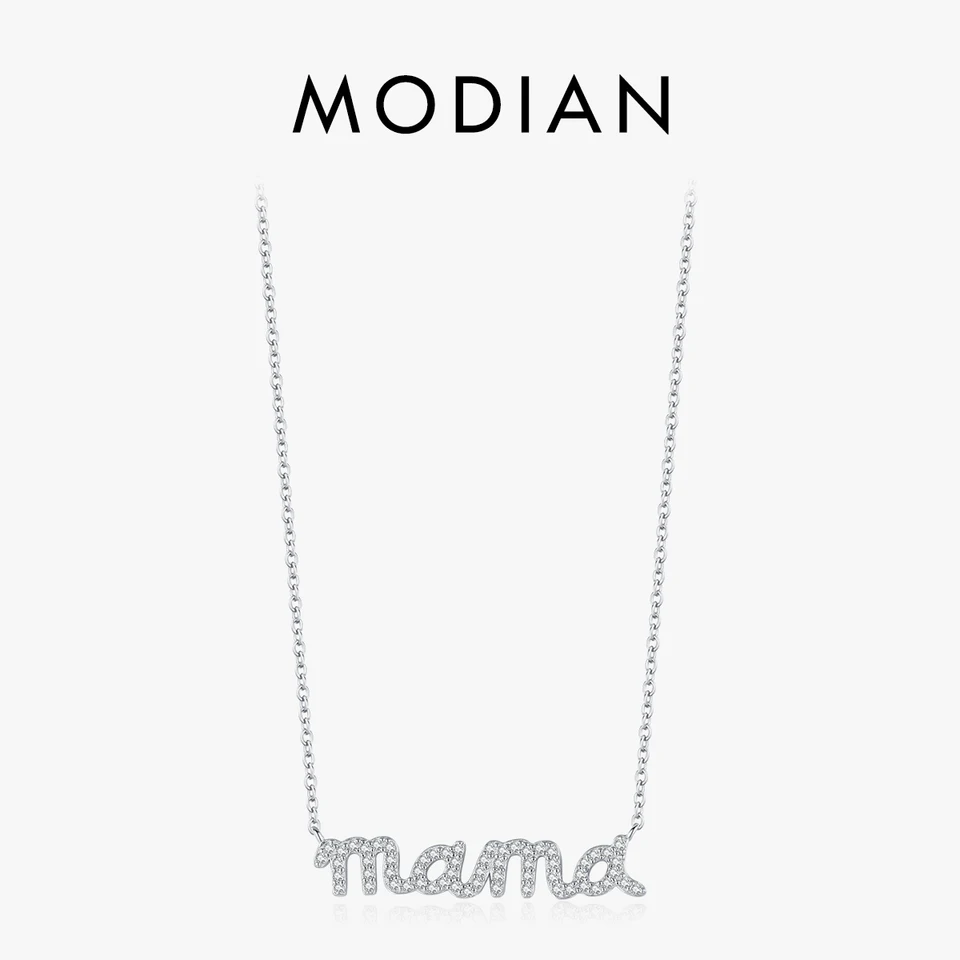 MODIAN 925 Sterling Silver Rage Nastavenie cz šumivý prívesok Náhrdelníky Trendy Gold Color Link Reack pre ženy Darčeky s jemnými šperkami