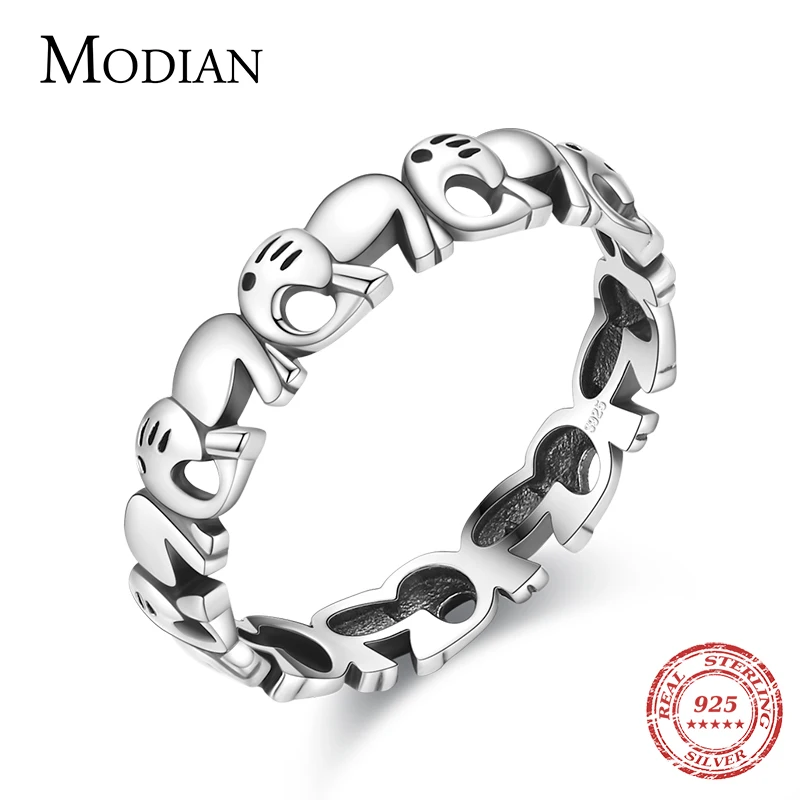 MODIAN MODE 100% 925 Sterling Silver Animal Stohable Elephant Ženský kúzlo roztomilý prsteň prsteň pre ženy jemné šperky Anillo