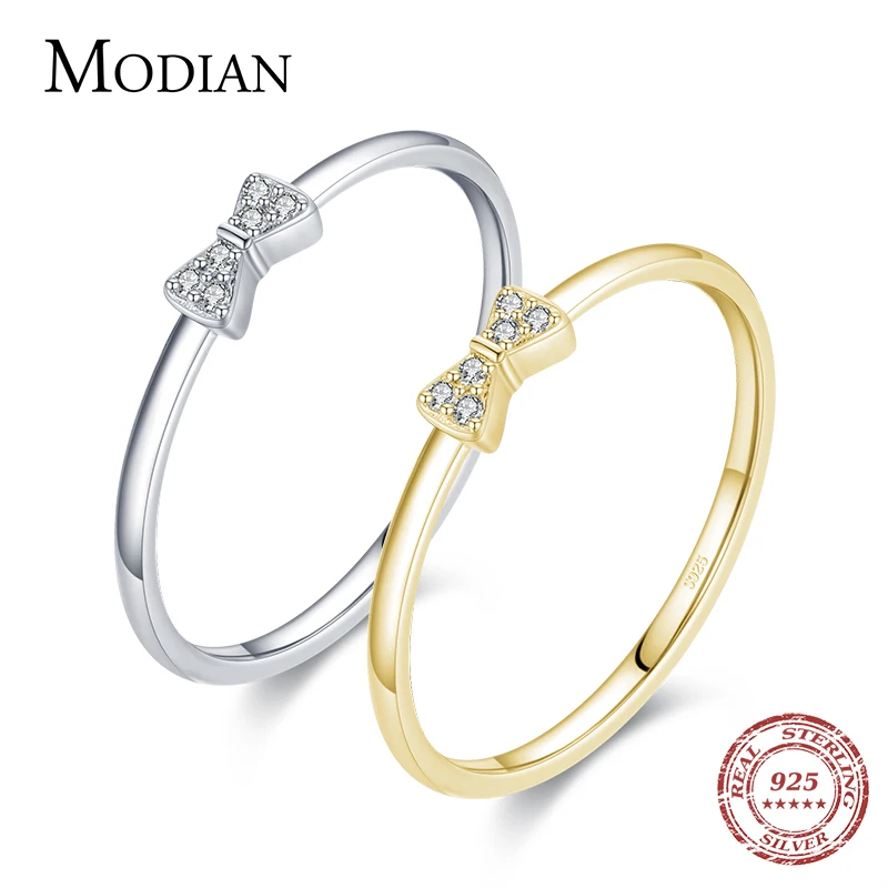 MODIAN PURE 925 Sterling Silver Darček s prstencami s malými luk