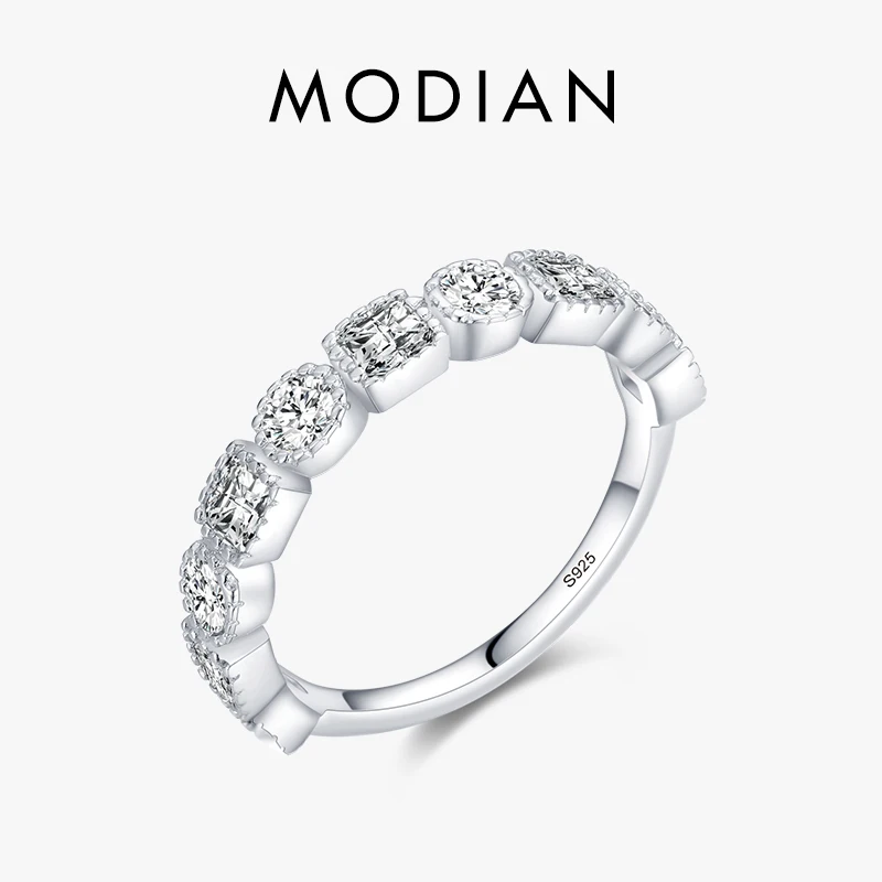 MODIAN PURE 925 Sterling Silver Luxury Brand Rings pre ženy šumivé čisté cz svadobné kapely Vyhlásenie o jemných šperkoch