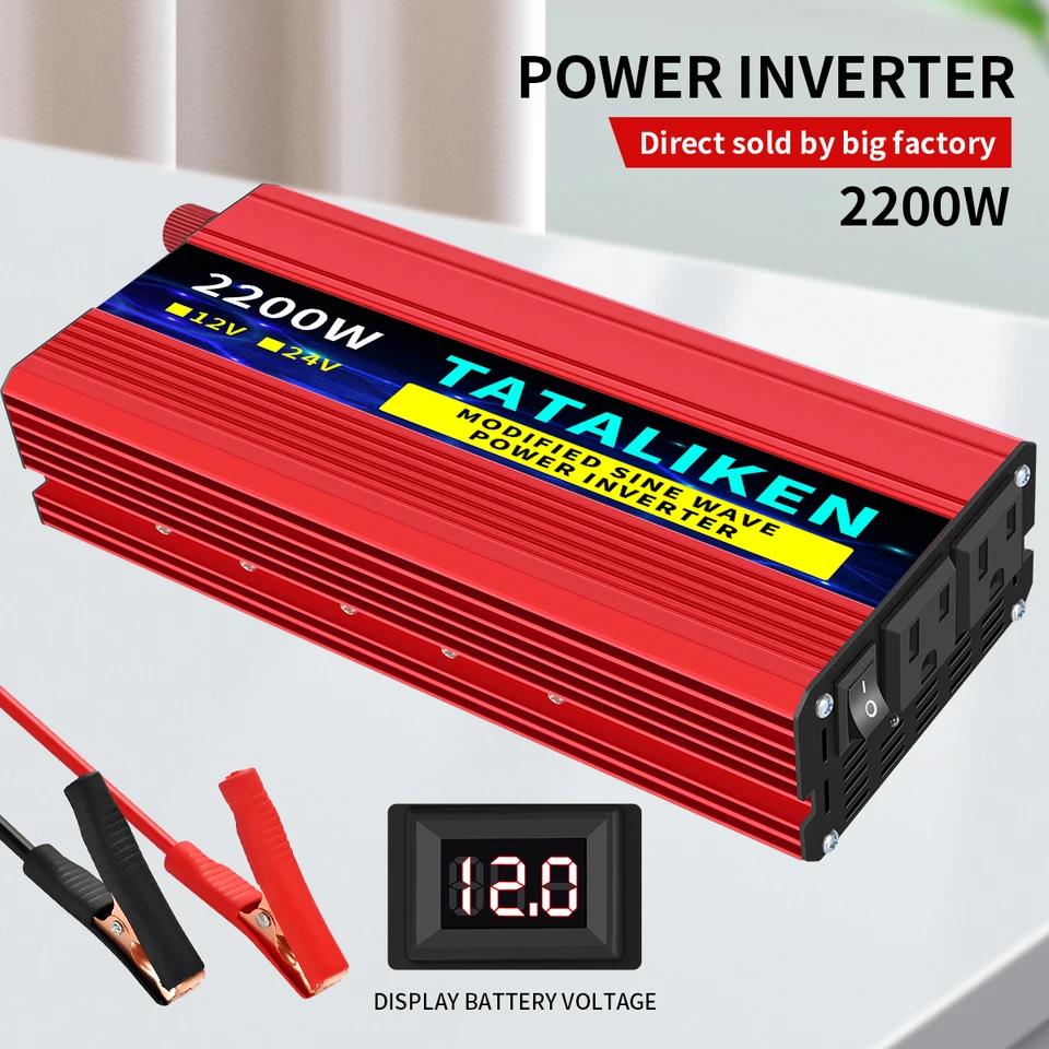 Modifikovaný menič sinkových vĺn prevodník 2200W 3000W 4000W AC 12V 110V 60Hz s LED napätím displejom