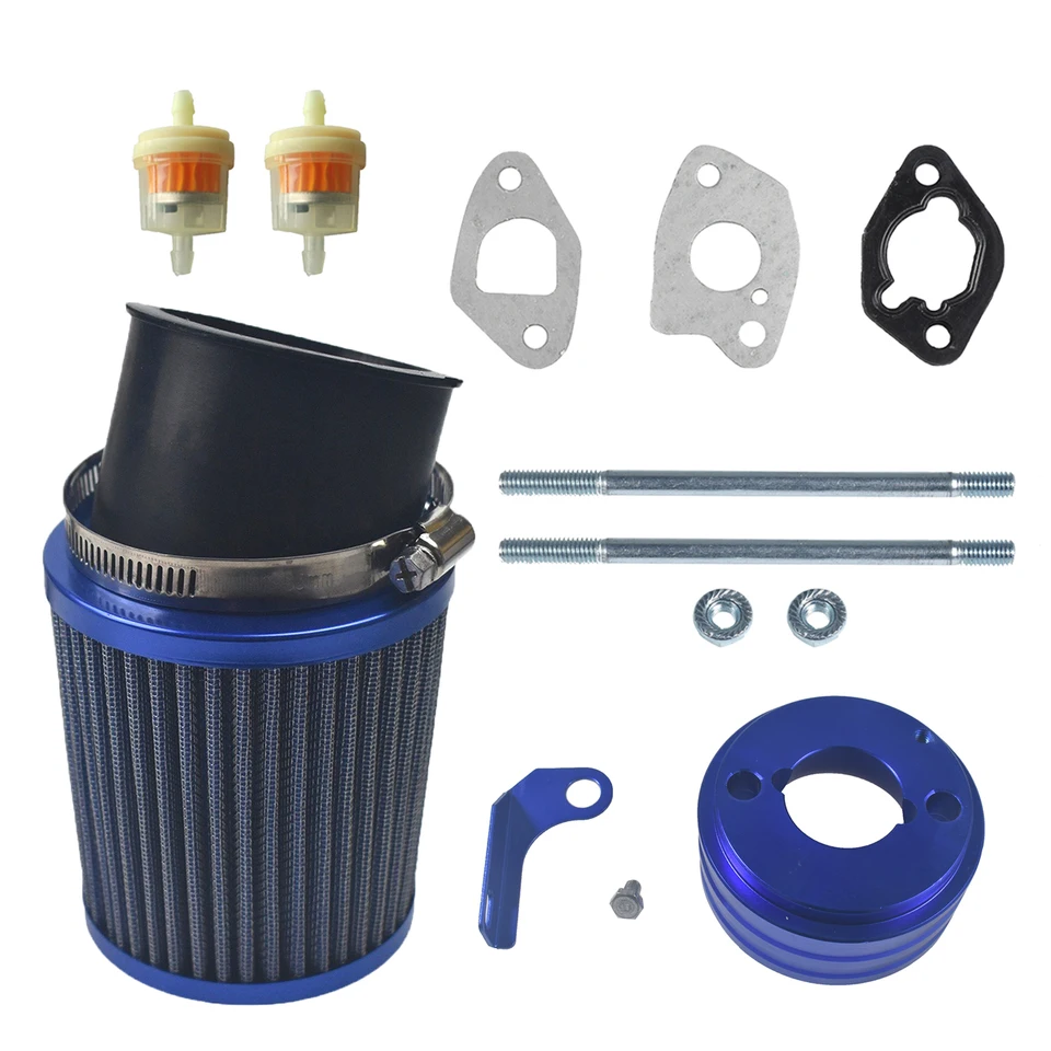 Modrá 62 mm ID kovová spodná čiapka vzduchový filter Hliníková čiapka pre 6,5 k klonu Honda Clone GX200 GX160 MINI BIKE MOTOR