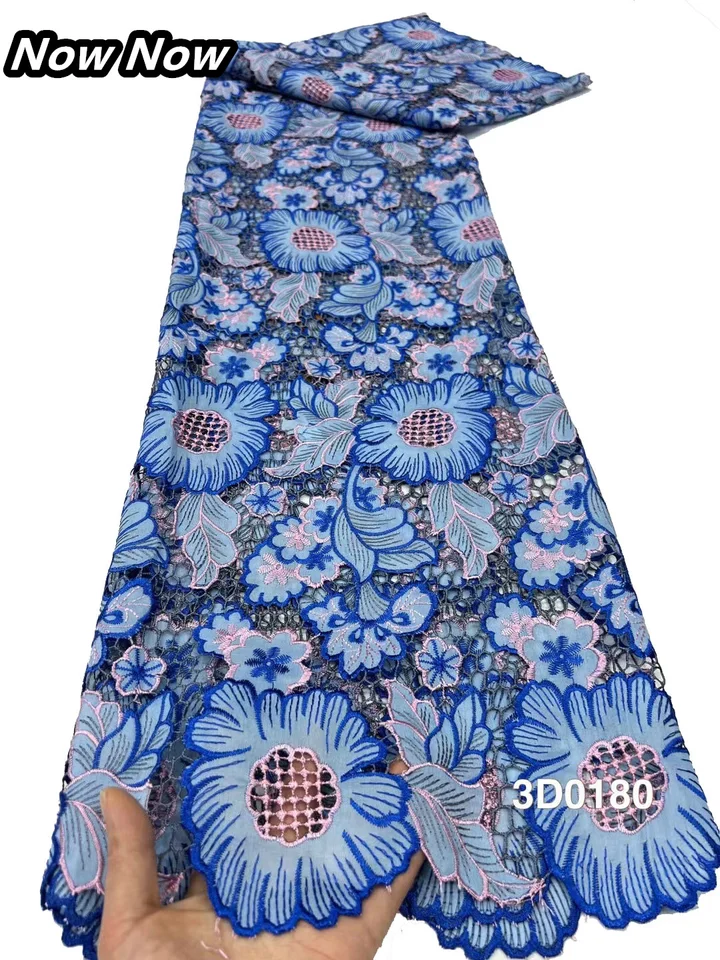 Modrá najnovšia nigérijská čipkovaná tkanina móda módne ženy African Tull Lace Luxury Ručne vyrábané kvety látky