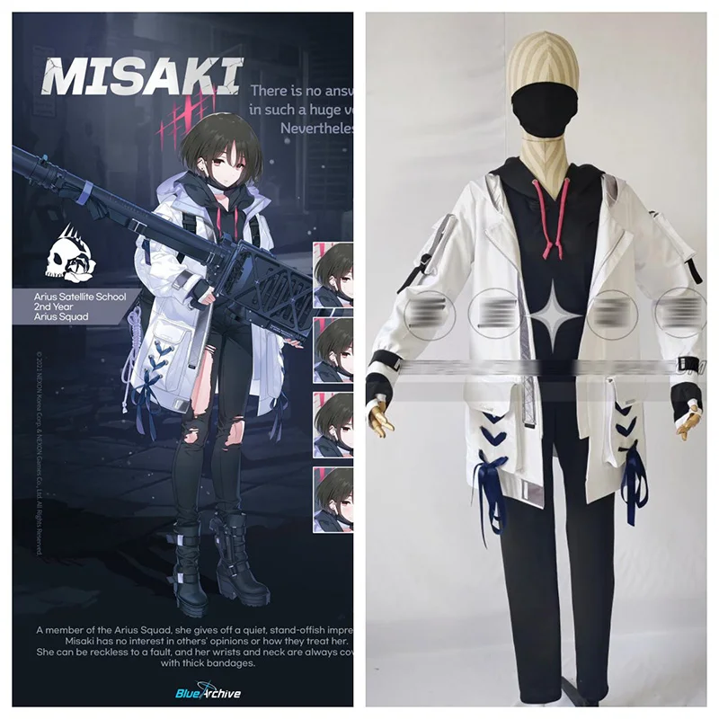 Modrý archív cos Imashino misaki cosplay roztomilý cool biely priekopa Denná bitka uniforma Halloween ženský kostým C