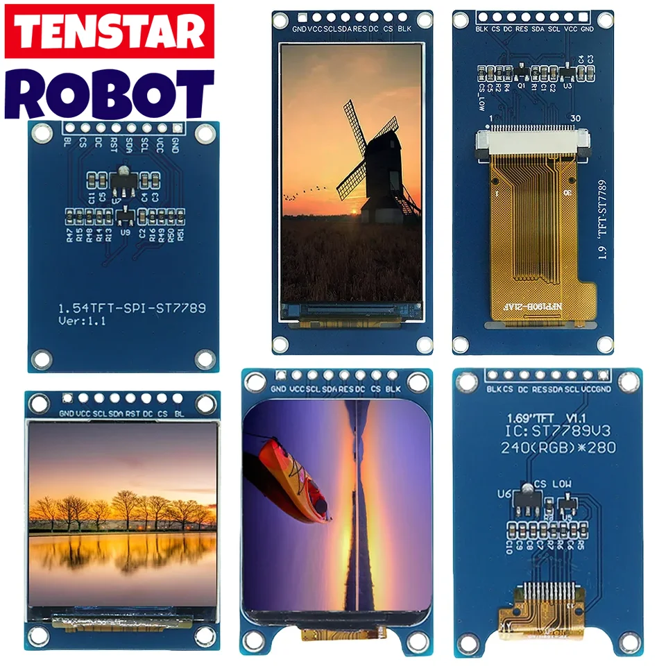 Modul displeja 1,54 1,69 1,9 palca všetka farba Full View HD IPS TFT Screen SPI Interface ST7789 Ovládač pre Arduino