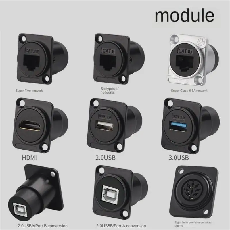 Modul typu D-type RJ45 Kábel soketa ženského signálneho konektora Cat6 MONT Network Ethernet Extension Adapter rozhrania