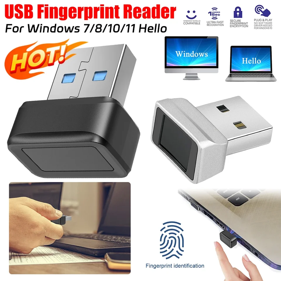 Modul čítačky odtlačkov prstov USB pre Windows 7 8 10 11 Dobrý deň, visiaci zámok v Biometric Scanner pre notebooky PC