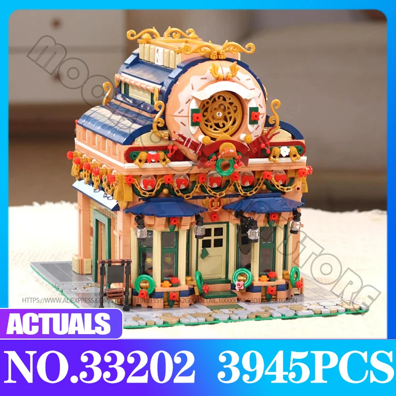 Modular House Dessert Dessert Workshop Model 33202 Street Bread Store Vzdelávacie stavebné bloky tehlové deti MOC Hračky Darčeky