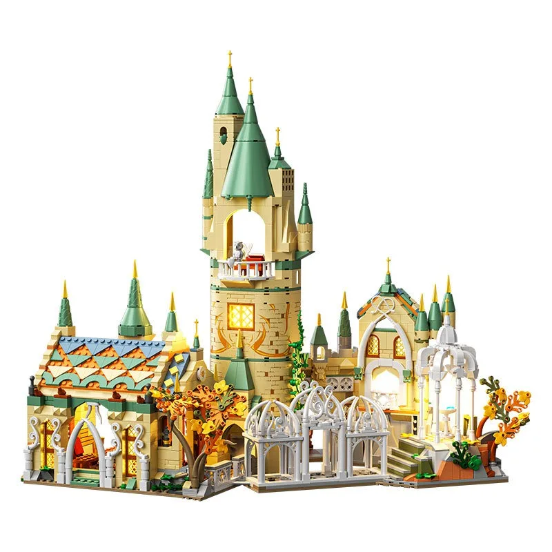 Modulárne budovy Moc Zhegao 643000 Green Shadow Castle Lord of Rings Model 1515ks