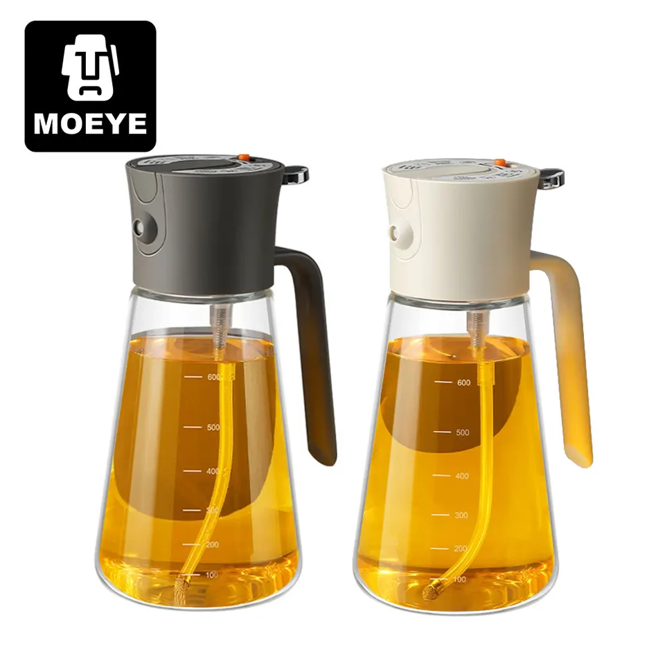 Moeye Multifunkčná fľaša na fľašu s olejom 700 ml sprej 700 ml a automaticky otvorte nalievanie dvojfúľkovej protiopatrenej olejovej olejovej olejovej olejovej trysky