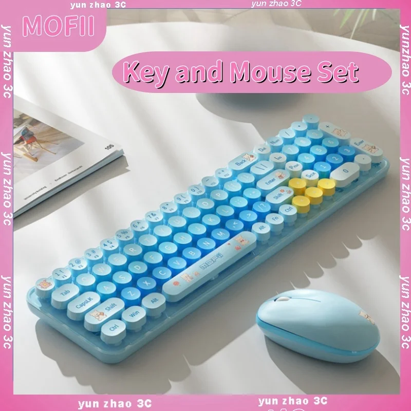 MOFII 2.5G Bezdrôtová klávesnica a myš Set Cute Little Bear Keyboard a myš