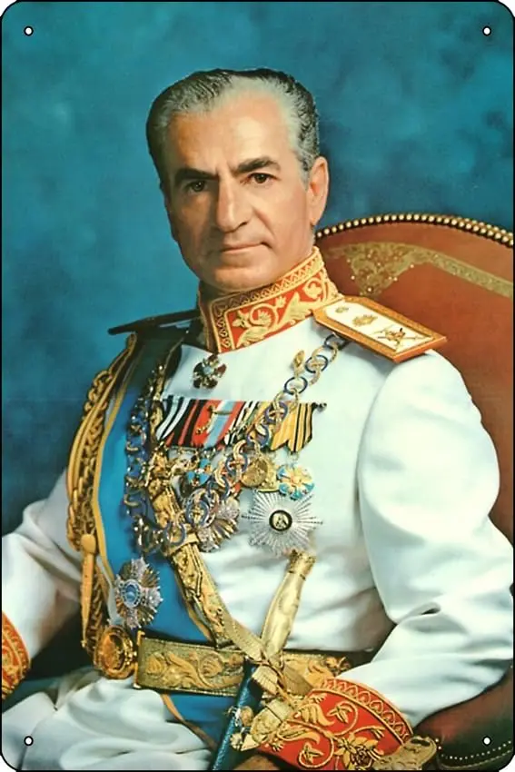Mohammad Reza Shah z iránskeho plagátu kovový znak výzdoba - 8 x 12inch barov v garážovej garážovej garáži Jaskyne nástenné umenie