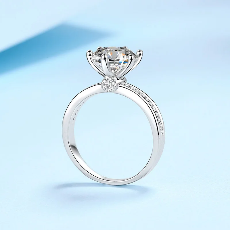 Moissanit Diamond Ring Ženy 6 hrotov Micro Set Moissanit Ring Pt950 Zlatý prsteň Výrobca