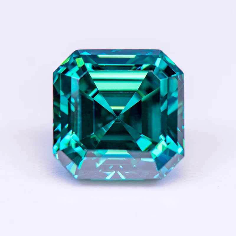 Moissanit Stone Asscher Cut Primárna farba smaragd zelené laboratórium pestovaný diamant pre domácich kúziel