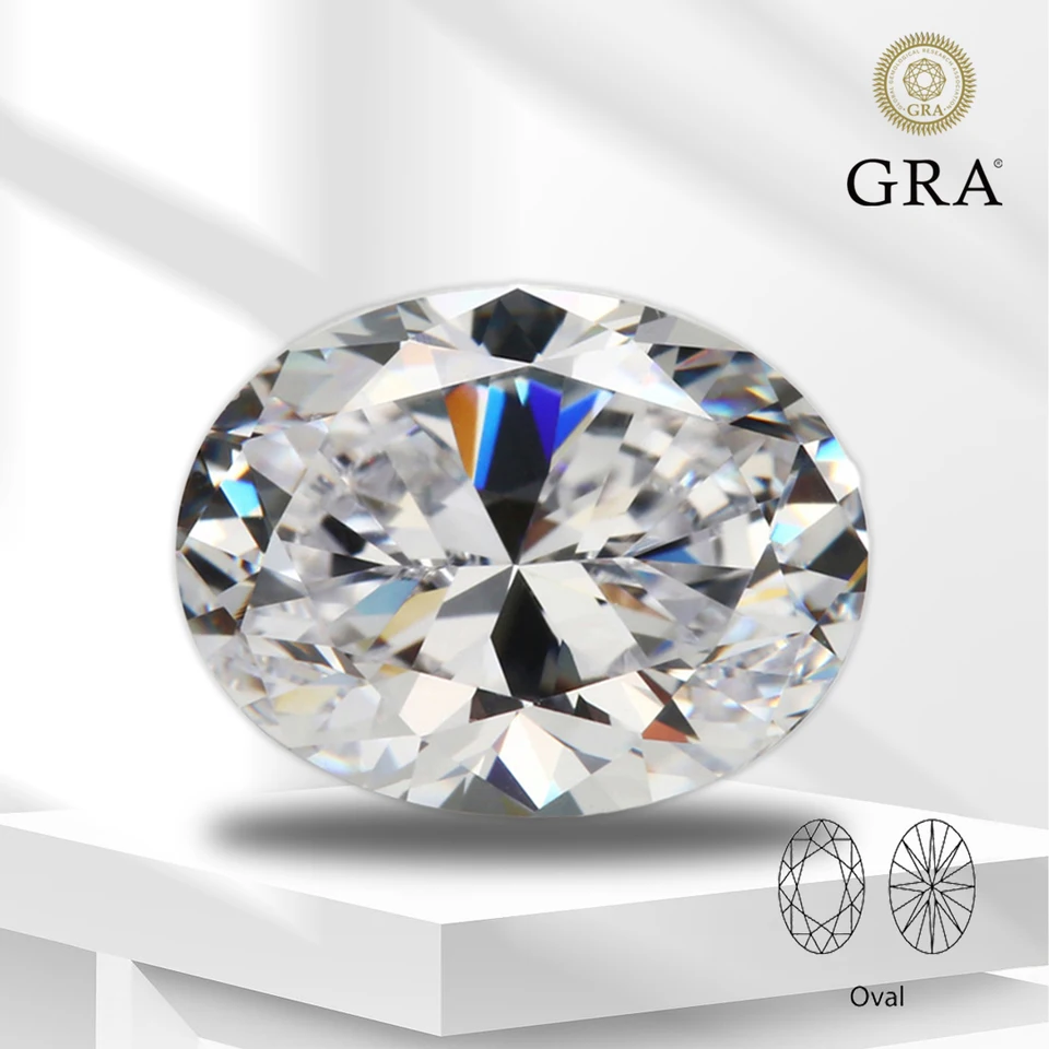 Moissanit Stone Oval Cut D farba VVS1 Gemstone Gra certifikát laboratórium pestovaný diamant pre kutilové kruhové náhrdelníky Hlavné materiály