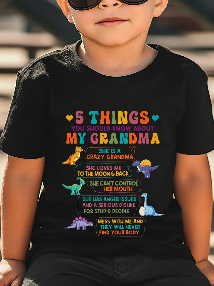 Moja babička originálne detské tričká Girl Girl Boy Clothing Dinosaur Pattern Summer Pohodlné tričká s krátkym rukávom