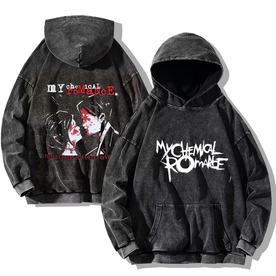 Moja chemická romantika mikina vintage umývané mikiny módne harajuku mužské ženské nadmerné kapucňu s kapucňou Hip Hop Streetwear