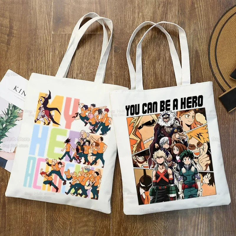 Moja hrdinská akademická kabelka kabelky Canvas Midoriya Izuku Tote Bag nakupovanie cestovanie Eco opätovne použiteľné rameno bakugou anime nakupujúce tašky