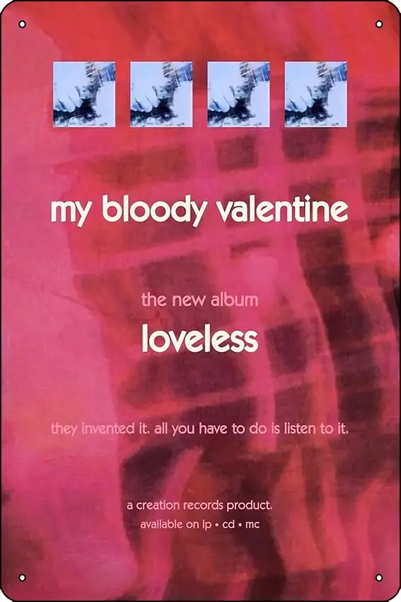 Moja krvavá valentínska Loveless 1991 plagát kovová plechová značka 12 x 8 palcov Funny Man Cave Domov Office Decor Decor