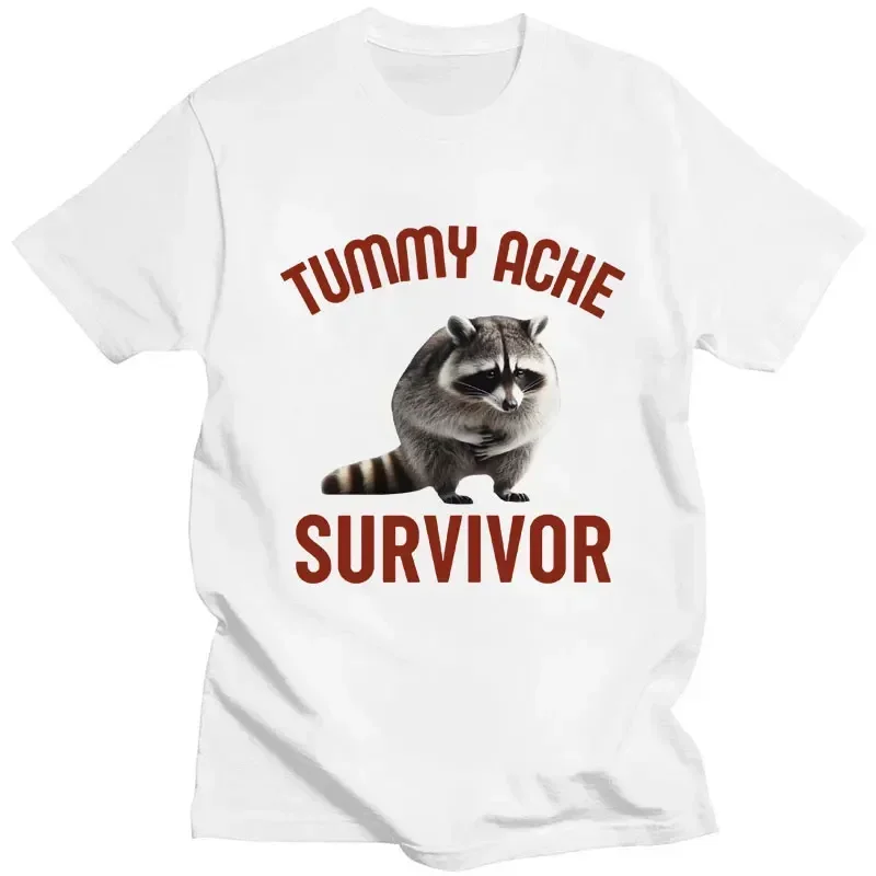 Moje brucho bolí vtipné mývalo tričko Tummy bolesť prežitia meme krátke rukávy Vysoko kvalitné módne tričká s nadmerne veľkým bavlneným vrcholom