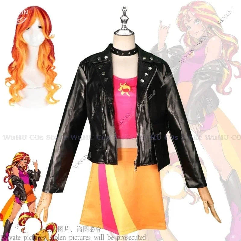 Moje cos malé dievčatko žena ponyy cosplay kostým parochňou západ slnka rola hra Shimmer Comic-Con Halloween Party Oneesan Anime Set Coat