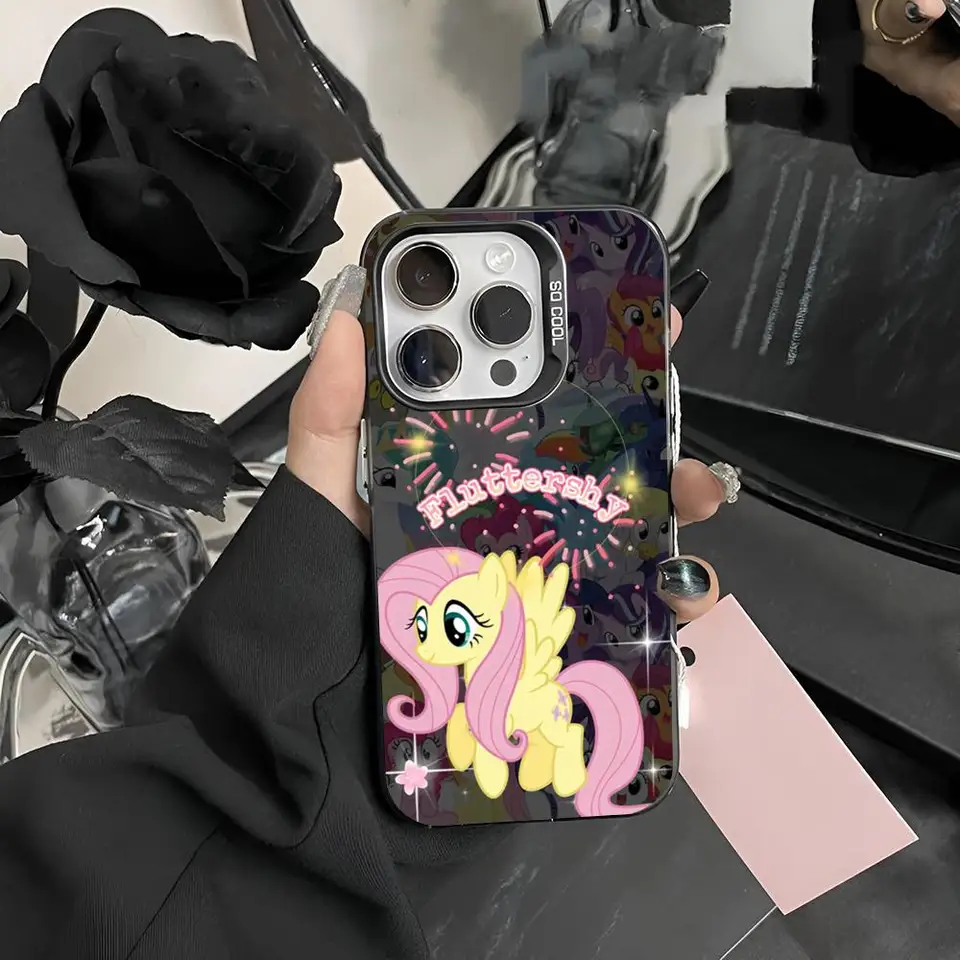 Moje L-Litles P-Ponys Case Matte Farebné striebro pre iPhone 15 16 14 13 12 11 Pro Max Plus xs x Strach odolný voči tvrdému krytu