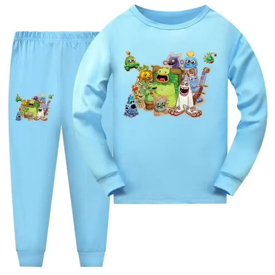 Moje spevácke príšery kostým pre deti karikatúra pyžama súpravy Dievčatá s dlhým rukávom Tops Pants 2pcs Set Teenager Boys Casual Sleewear