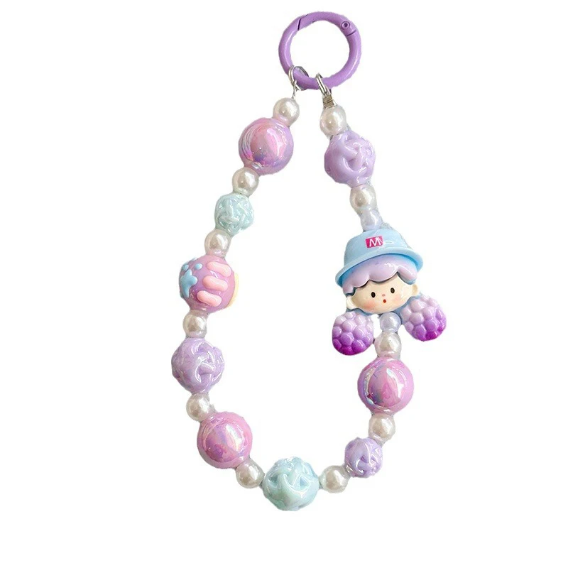 Molinta korálky mobilný telefón Charm Charm Keychain dievča Žena mobilný telefón puzdro móda prívesok Kľúčové popruhy lano