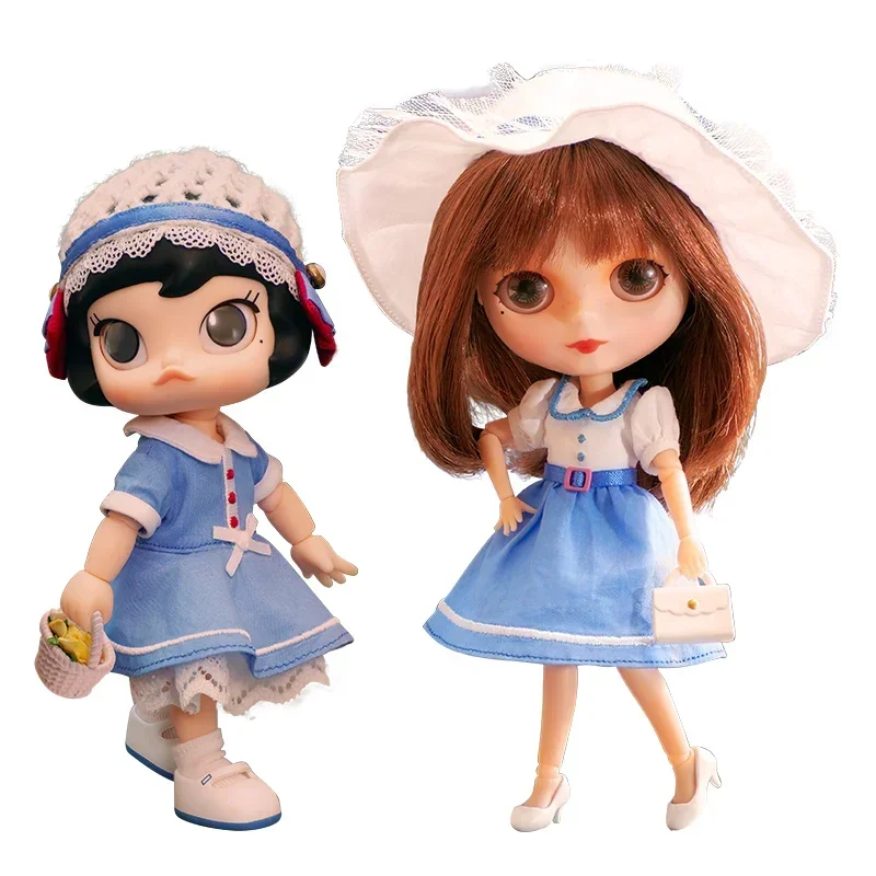 Molly & Blythe francúzska akčná figúrka Movelácie kĺby Doll Small Cloth Bjd Set Šaty roztomilé zbierka modely hračky narodeniny darček