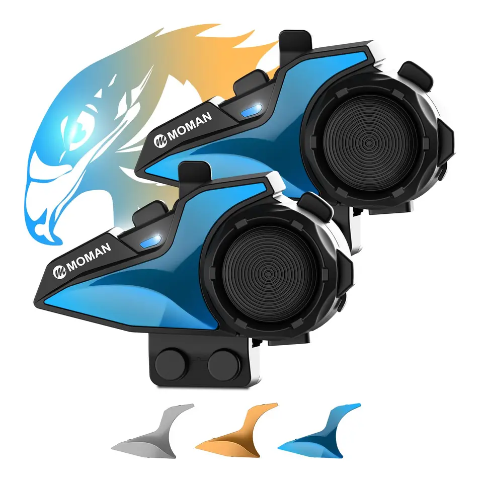 MOMAN H2E MOTORYCLE Intercom H2E s duálnym čipom pre zdieľanie zvukových hifi/hudby/FM/AI Voice Motorcycle Intercom slúchadlá