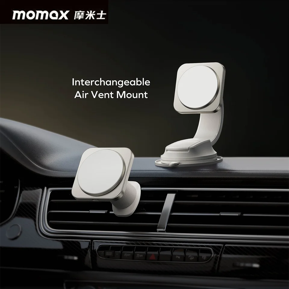 MOMAX magnetické bezdrôtové nabíjanie Car Mount Quick Charger Rýchle nabíjanie 15 W Apple Android Universal Phone stojan QI2 certif