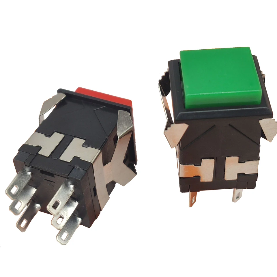 Momentárny zámok 50ks štvorcový spínač tlačidla 6V LED indikátor 6pin 8pin 3A/250V 6A/125V ON-ON KD2-21 22 23 24
