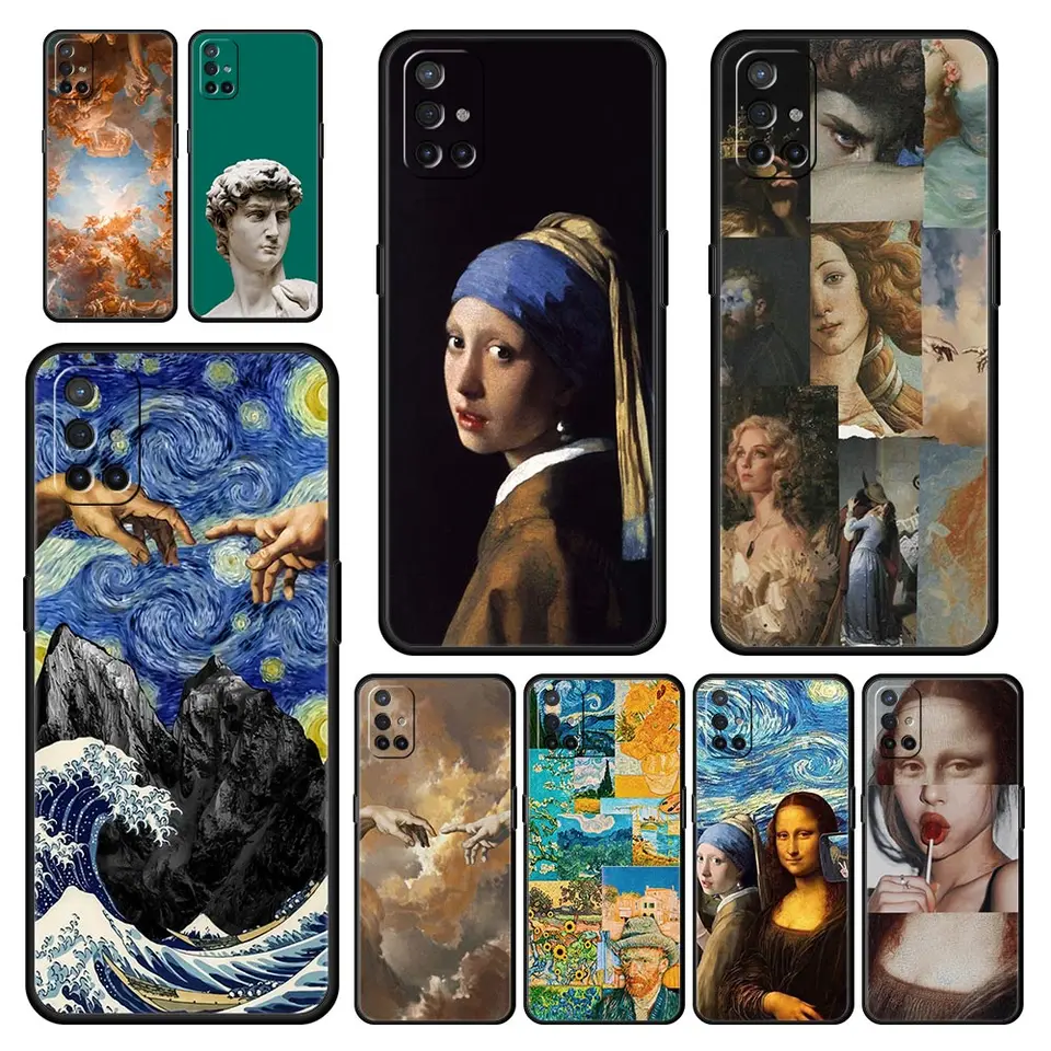 Mona Lisa Van Gogh Oil Art Pase pre puzdro pre OnePlus 10 9 Pro 9t 10r 9r 9rt 8T 8 7 6t 7t Nord 2T CE 2 5G N200 N10 N100 Čierny obal