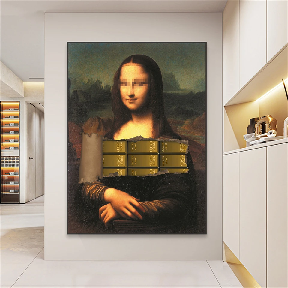 Mona Lisa Vintage Wall Art plagát olejomaľba výtlačky vtipné zlato alter umenia