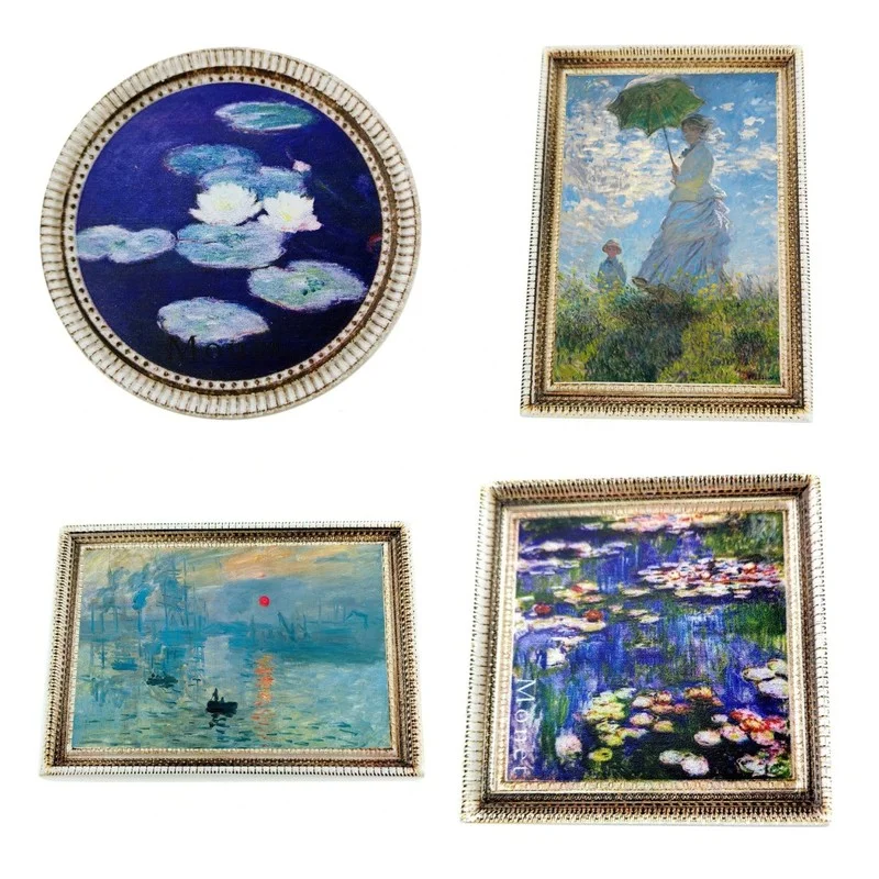 Monet's Obrazy chladničky Magnety Mini Monet Slávne obrazy Magnetické nálepky pre nástenku Elegantné domáce dekorácie Pekné darčeky