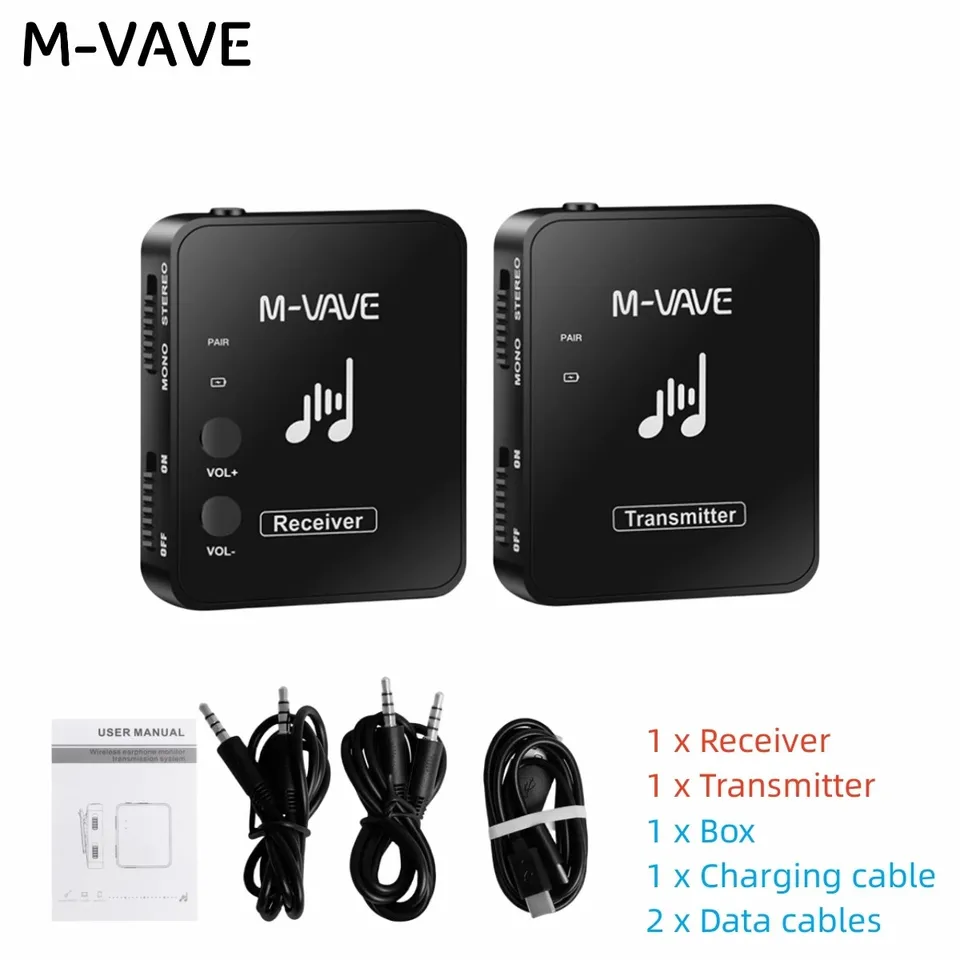 Monitor bezdrôtového systému m-VAVE WP-10 2.4G Monitor bezdrôtového systému Nabíjateľný prenosový systém prenosu